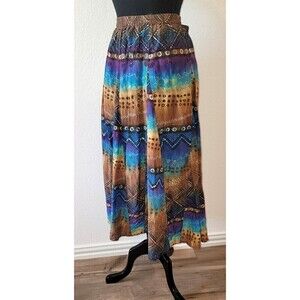 Chico's Boho Style Silk Blend Straight Maxi Skirt 2 or M